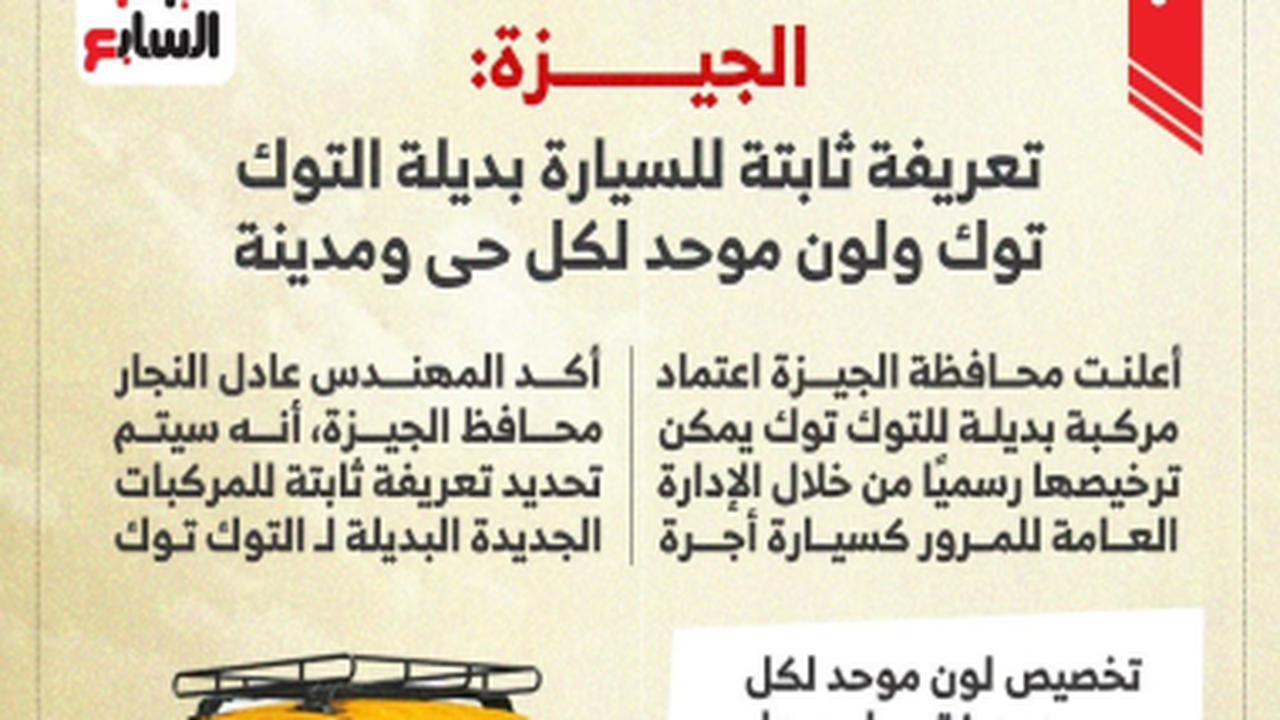 تعريفة ثابتة ولون موحد لكل حي للسيارات البديلة للتوك توك في الجيزة